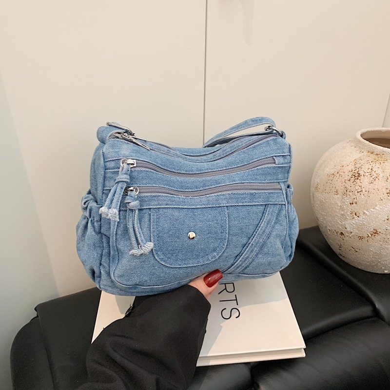 Street Style Retro Blue Denim  - Luxury Bags Vip review and price